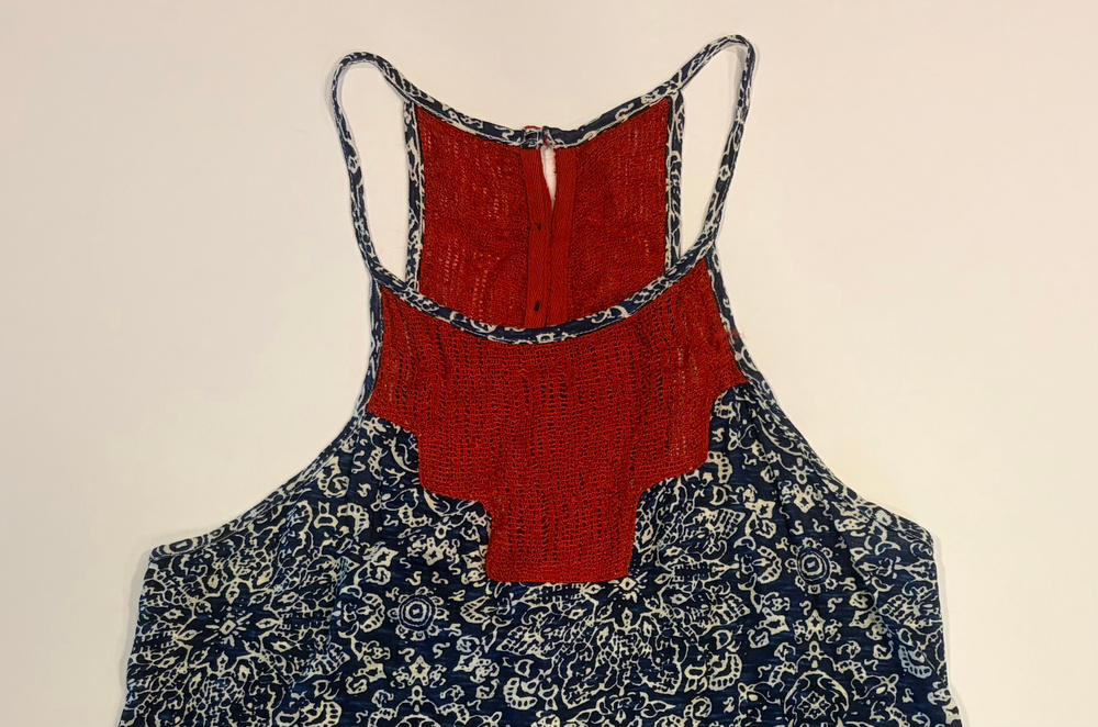 Lucky Brand Tank Top Blue Red Racerback Size S